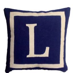 Personalized Letter Pillows, Navy Blue Alphabet Cushion Cover, Gift Dad - thumbnail 2