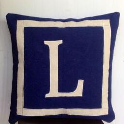 Personalized Letter Pillows, Navy Blue Alphabet Cushion Cover, Gift Dad - thumbnail 3