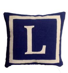 Personalized Letter Pillows, Navy Blue Alphabet Cushion Cover, Gift Dad - thumbnail 1