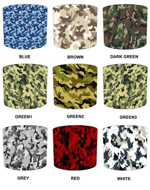 Camouflage Army Print Children's Drum Lampshade For Ceiling Light Pendants Or Table Lamp Bases - image 1