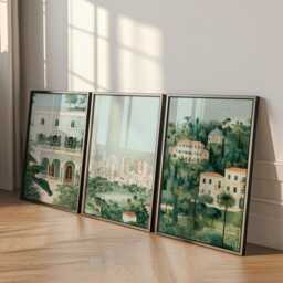 Set Of 3 Beirut Posters, Lebanon Travel Wall Art, Mediterranean City Print Set, Modern Artwork, Coastal Home Decor, Urban Landscape Style - thumbnail 3