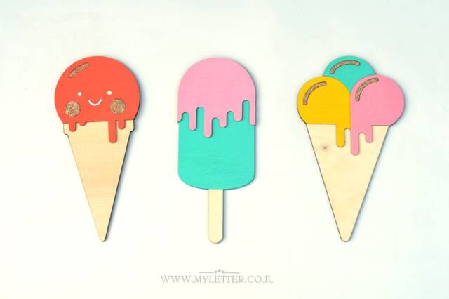 Ice Cream Shape Wall Art, Wooden Ice Wall Decor, Nursery Lolly, Kids Room Decor Gift For Girls, Sign - image 1