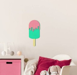 Ice Cream Shape Wall Art, Wooden Ice Wall Decor, Nursery Lolly, Kids Room Decor Gift For Girls, Sign - thumbnail 4