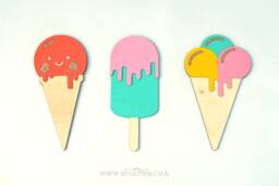 Ice Cream Shape Wall Art, Wooden Ice Wall Decor, Nursery Lolly, Kids Room Decor Gift For Girls, Sign - thumbnail 1