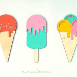Ice Cream Shape Wall Art, Wooden Ice Wall Decor, Nursery Lolly, Kids Room Decor Gift For Girls, Sign - thumbnail 2