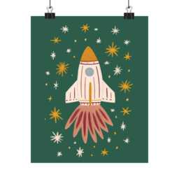 Whimsical Rocket Nursery Wall Art Printable Space Illustration For Kids Room Green Playroom Decor Toddler Baby Shower Gift - 99 - thumbnail 2