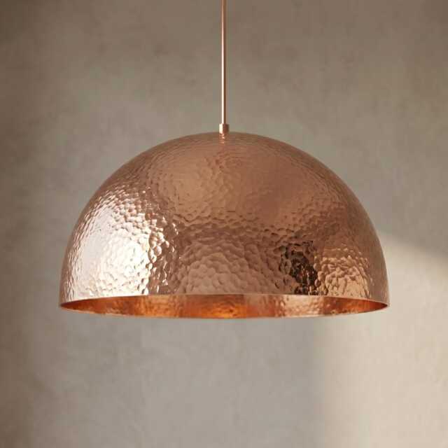 Handmade Copper Pendant Light Golden Rose Finish Moroccan Hammered Copper Dome Lamp - image 1