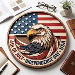 Usa 250Th Anniversary Wooden Sign, America 250 Eagle Door Hanger, Independence Day 2026 Fourth Of July Wall Art - thumbnail 2