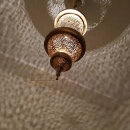 Vintage Moroccan Brass Pendant Light Handmade Art Deco Chandelier - thumbnail 4
