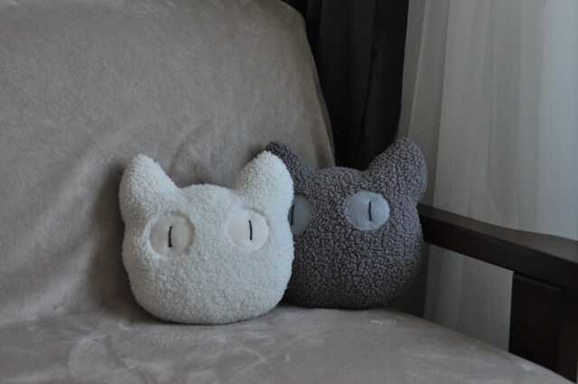 Plush Cat Head Pillow - Fun, Creepy Decor - Black Doll Lover Gift Car For Lovers - image 1