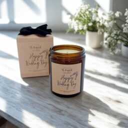 Happy Wedding Day Candle Rapeseed Coconut Wax, Vegan Friendly/Gift Present For Newlyweds - thumbnail 2