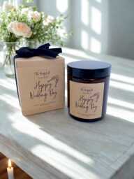 Happy Wedding Day Candle Rapeseed Coconut Wax, Vegan Friendly/Gift Present For Newlyweds - thumbnail 1