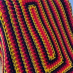 Waffle Stitch Crochet Throw Blanket/ Black Yellow Red Crochet Blanket, Uganda Flag Colors Throw - thumbnail 2