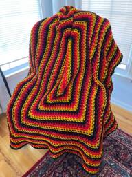 Waffle Stitch Crochet Throw Blanket/ Black Yellow Red Crochet Blanket, Uganda Flag Colors Throw - thumbnail 1