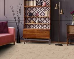 Pure Form Leafy Rustic Jungle Motif Vinyl Flooring, Beige Nursery Brown Flooring Decor, Minimalist Gift For Her, Linoleum in Roll - thumbnail 1