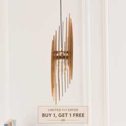 Pendant Wood Light, Wooden Ceiling Lamp, Light Fixture, Hanging Chandelier, Scandinavian Style, Modern Design, Kitchen Island - thumbnail 1