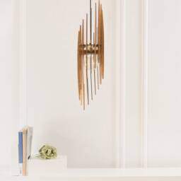 Pendant Wood Light, Wooden Ceiling Lamp, Light Fixture, Hanging Chandelier, Scandinavian Style, Modern Design, Kitchen Island - thumbnail 3