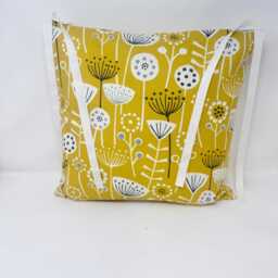 Scandi Yellow Grey & White Flower Dining Chair Cushion Covers. Kitchen Seat Cushions With Ties - thumbnail 2