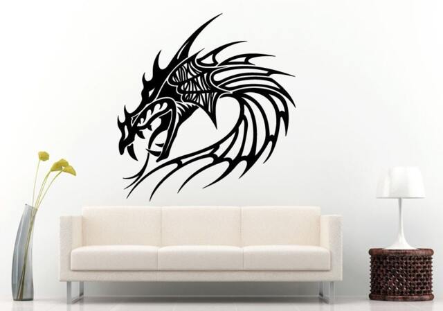 Dragons Tribal Head Wall Decal Vinyl Sticker Mural Room Decor L759 - image 1