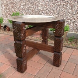 Moroccan Style Folding Round Brass Topped Table - thumbnail 2