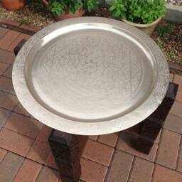 Moroccan Style Folding Round Brass Topped Table - thumbnail 3