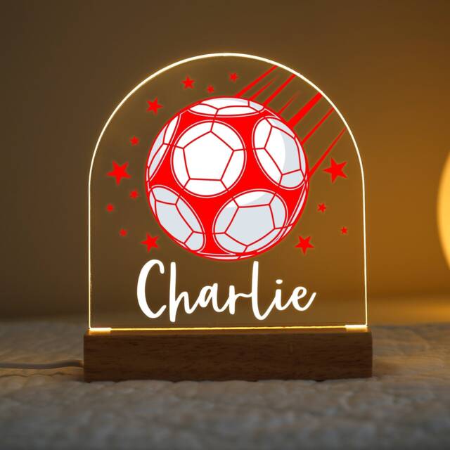 Personalised Led Football Lamp, Night Light Gift, Gifts For Bedroom, Birthday Kids, Boys Bedroom Nursery - image 1