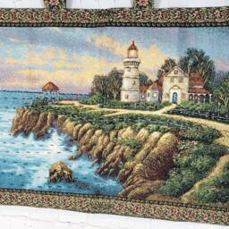 Handmade Beaded Tapestry Wall Hanging - Embroidered Gobelin Art - 37.7x29.5 In - thumbnail 4