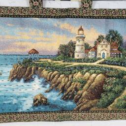 Handmade Beaded Tapestry Wall Hanging - Embroidered Gobelin Art - 37.7x29.5 In - thumbnail 2