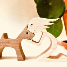 A Girl & A Dog Original Wood Sculpture 2.5D - thumbnail 3