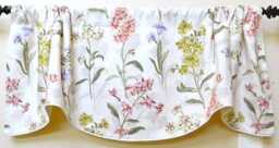 P. Kaufmann Borde Hill Garden in Moonstone Designer Window Valance Corded Lined Rod Pocket Scalloped Linen Fabric Made To Order - thumbnail 1
