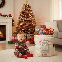 Pooh Bear Christmas Sack For Eve, Morning, Presents, Xmas Stocking. Baby 1St Christmas, Family Bags. Winnie The Pooh - thumbnail 2