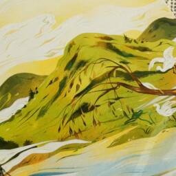 Chinese Landscape Illustration Print - Egret Birds, Nature Art - A4 Size - thumbnail 2