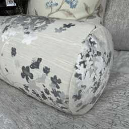 "Darcey Floral Cushion, Decorative Pillow For Sofa Or Bed, Silver Grey Bedroom Accent Cushion 16"" X 6" - thumbnail 2
