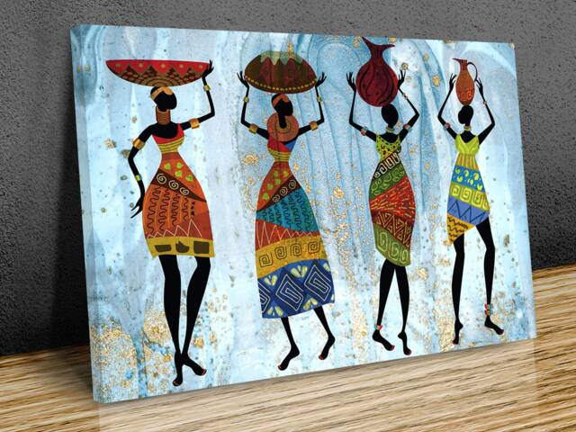 African Figures Tropical Textures 2 Wall Art Canvas Prints Framed On Bars Art, Hangins , Home Decor, Print - image 1