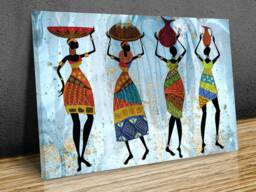 African Figures Tropical Textures 2 Wall Art Canvas Prints Framed On Bars Art, Hangins , Home Decor, Print - thumbnail 1