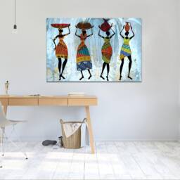 African Figures Tropical Textures 2 Wall Art Canvas Prints Framed On Bars Art, Hangins , Home Decor, Print - thumbnail 3
