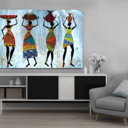 African Figures Tropical Textures 2 Wall Art Canvas Prints Framed On Bars Art, Hangins , Home Decor, Print - thumbnail 2