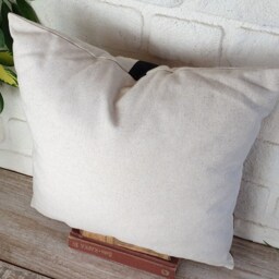Color Block Pillow Cover Black, Brown Faux Leather & Linen - thumbnail 4