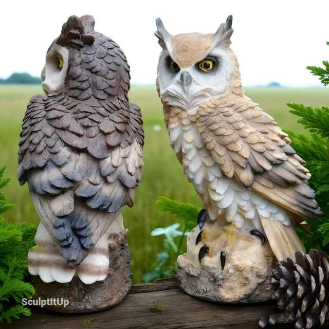 Realistic Owl Garden Statue Hand-Painted Woodland Decor - image 1
