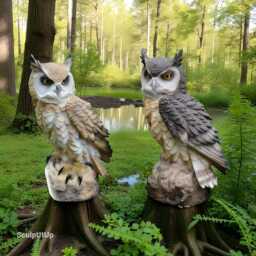 Realistic Owl Garden Statue Hand-Painted Woodland Decor - thumbnail 2