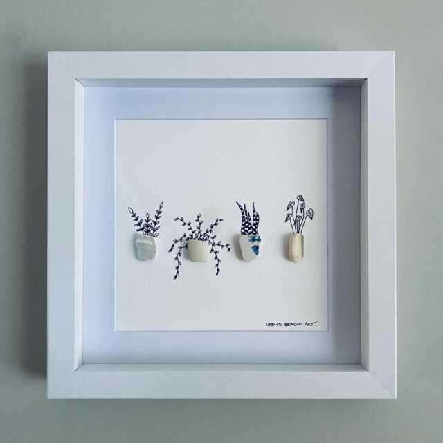Sea Pottery Flower Wall Art - Framed Botanical Picture Handmade in Cornwall - image 1