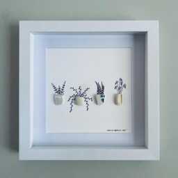 Sea Pottery Flower Wall Art - Framed Botanical Picture Handmade in Cornwall - thumbnail 1