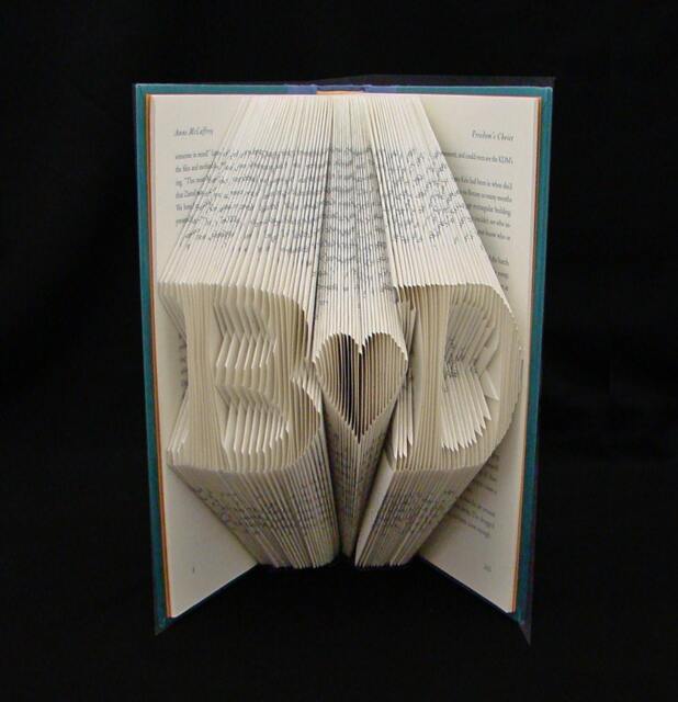 B Heart D 2 Letters With Symbol Anniversary Gift Lovers Personalized Folded Book Art Sculpture - image 1