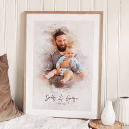 Father's Day Gifts, Custom Print, Birthday Gift For Dad Grandad, Painting From Photo, Portrait Watercolor, Him, Print - thumbnail 1