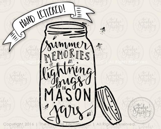 Fireflies Mason Jar Print, Hand Lettered Summer Wall Art - Digital Download - image 1
