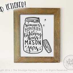 Fireflies Mason Jar Print, Hand Lettered Summer Wall Art - Digital Download - thumbnail 2
