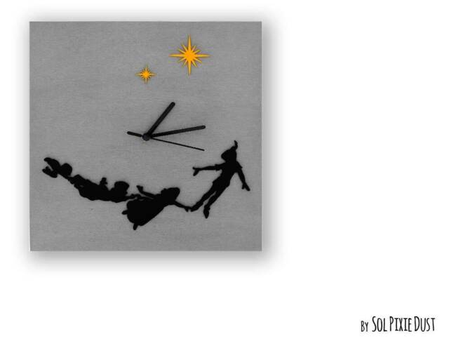 Second Star To The Right - Concrete Square With Peter Pan Silhouette 1 Wall Clock Modern Kids Nursery Room Baby - image 1
