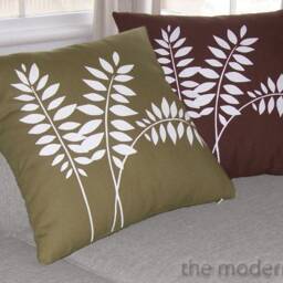 Moss Green Wheat Stalk Hand Painted Decorative Throw Pillow Cover/Case Cushion 20x20 - thumbnail 4