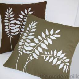 Moss Green Wheat Stalk Hand Painted Decorative Throw Pillow Cover/Case Cushion 20x20 - thumbnail 2