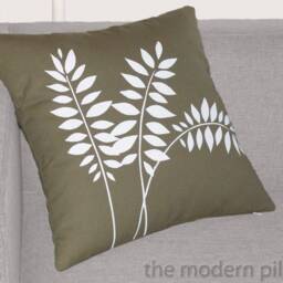 Moss Green Wheat Stalk Hand Painted Decorative Throw Pillow Cover/Case Cushion 20x20 - thumbnail 3